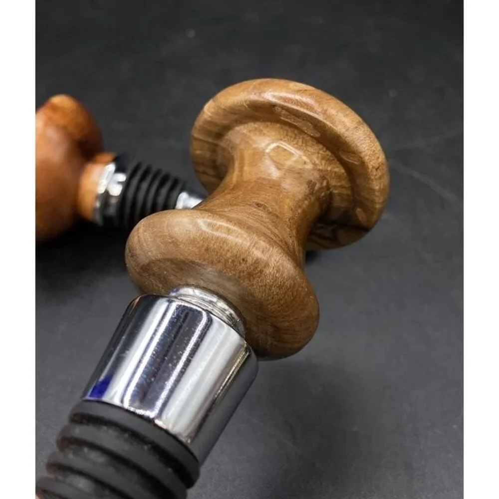 LOT 2 Wine Bottle Stopper Wood Walnut MCM READ
